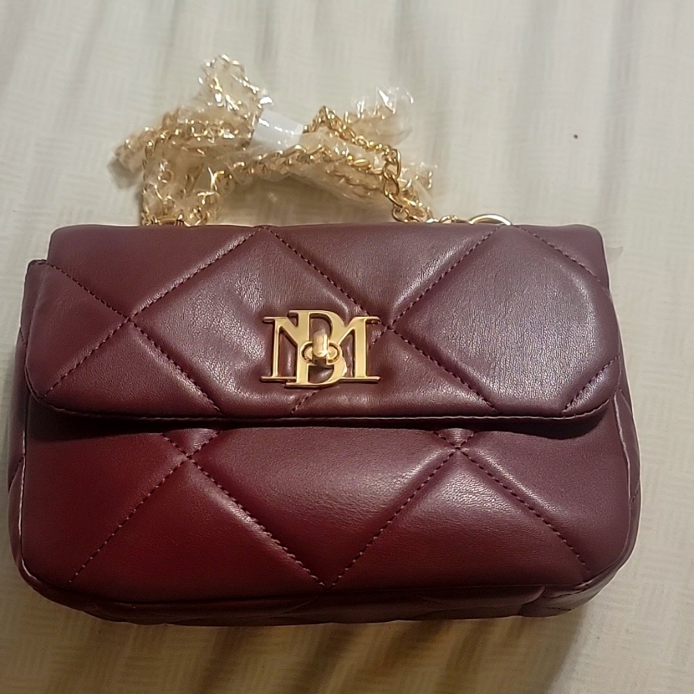 Badgley mischka vegan leather quilted plum crossbody bag nwt